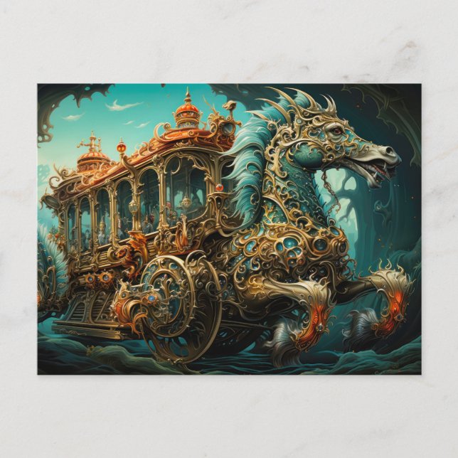 Carte Postale Chariot Trainant Transport Orné De Voyageurs (Devant)