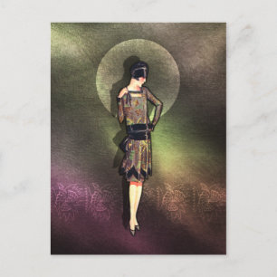 Carte Postale Charla - 1920s Mode en Taupe, Brown & Jaune
