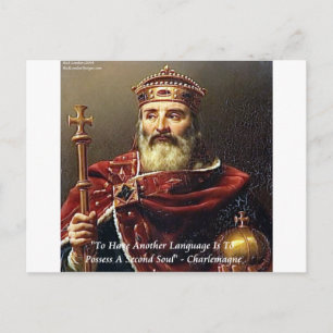 Carte Postale Charlemagne & Langues célèbres Citation