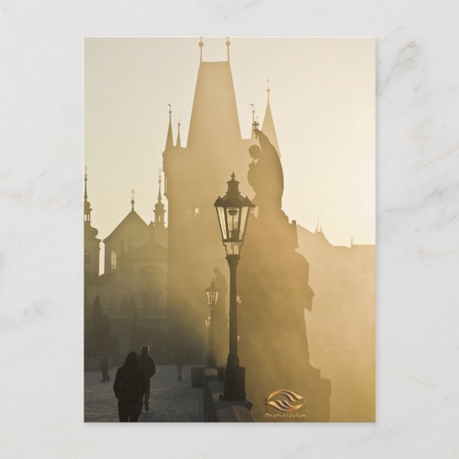 Carte Postale Charles Bridge Morning Fog Prague (Devant)