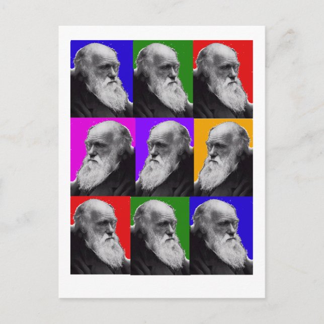 Carte Postale Charles Darwin Pop Art Cadeaux pour tous les âges (Devant)