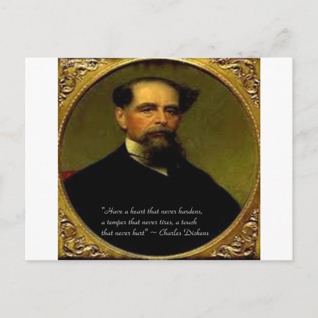 Carte Postale Charles Dickens & Citation émouvante (Devant)