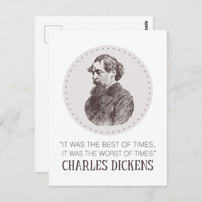 Carte Postale Charles Dickens Portrait et Citation (Devant / Derrière)