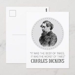 Carte Postale Charles Dickens Portrait et Citation