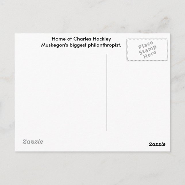 Carte Postale Charles Hackley House Post Card. (Dos)