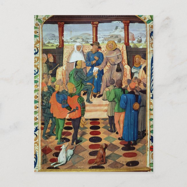 Carte Postale Charles VII remet un document à Jeanne d'Arc (Devant)