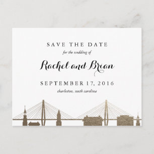 Carte postale Charleston Caroline du Sud Faux Gold