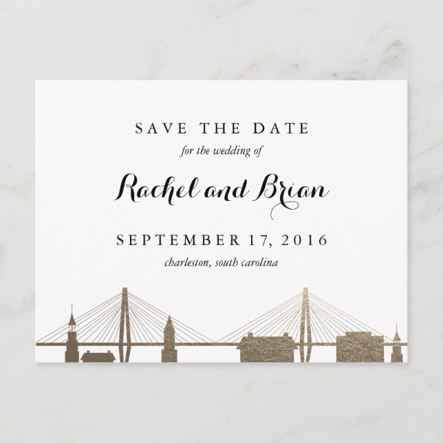 Carte postale Charleston Caroline du Sud Faux Gold (Devant)