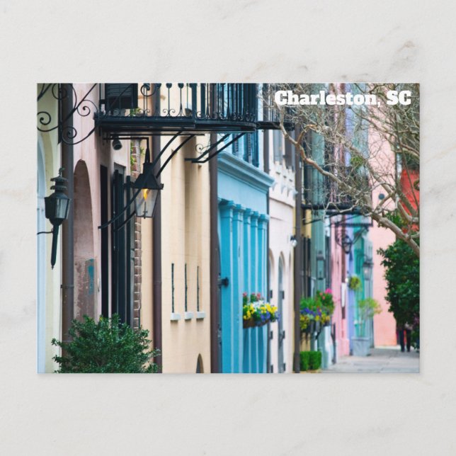 Carte Postale Charleston Caroline du Sud Maisons Rainbow Row (Devant)