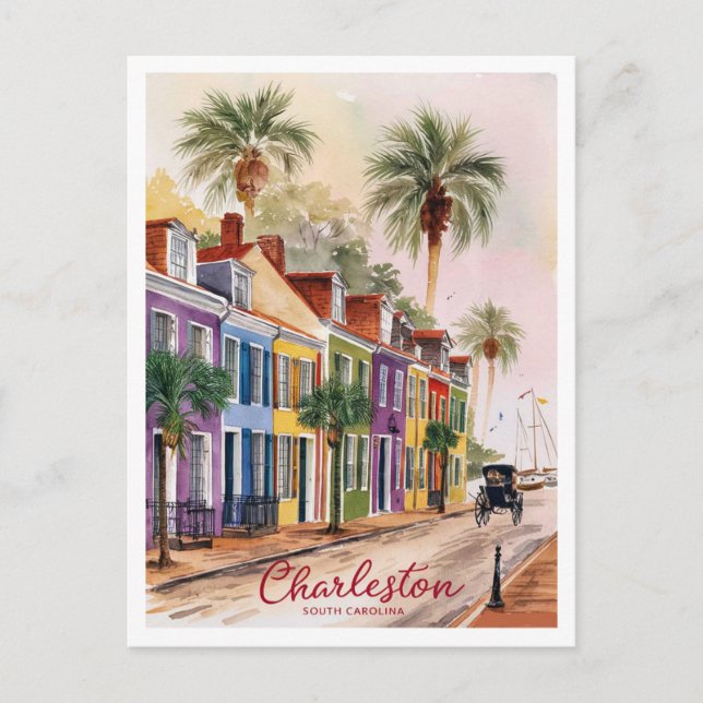 Carte Postale Charleston, Caroline du Sud Peinture de rue (Devant)