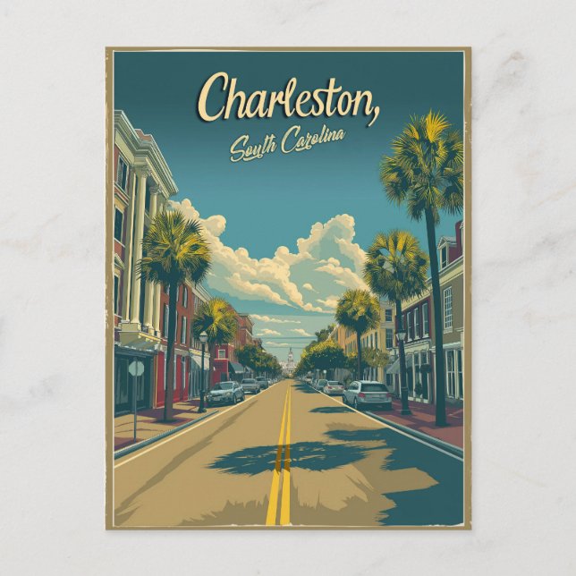 Carte Postale Charleston, Caroline du Sud : Une Vintage  (Devant)
