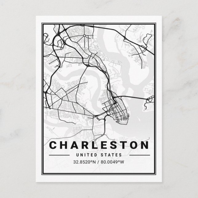 Carte Postale Charleston Caroline du Sud USA Travel City Map (Devant)