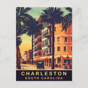 Carte Postale Charleston, City Streets, SC, Vintage voyage