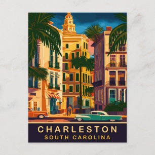 Carte Postale Charleston Downtown, SC, Vintage voyage