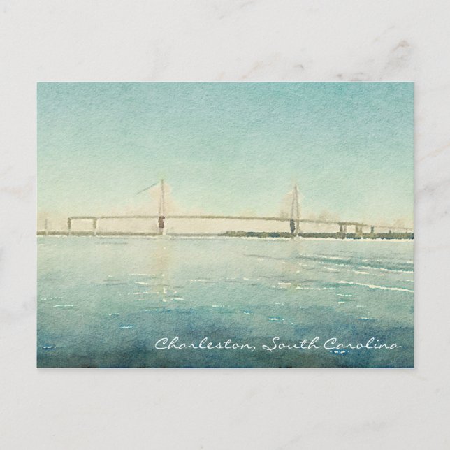 Carte Postale Charleston South Carolina Bridge Watercolor Imprim (Devant)