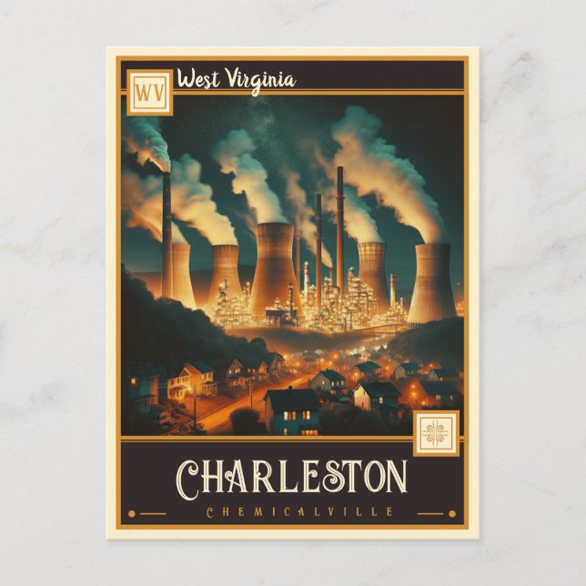 Carte Postale Charleston, Virginie-Occidentale | VINTAGE (Devant)