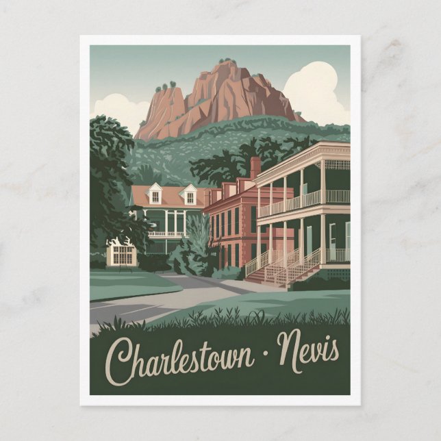 Carte Postale Charlestown Nevis Vintage (Devant)