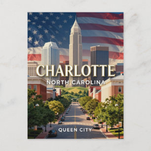 Carte Postale Charlotte Caroline du Nord Skyline Voyage