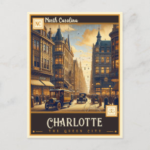 Carte Postale Charlotte, Caroline du Nord VINTAGE