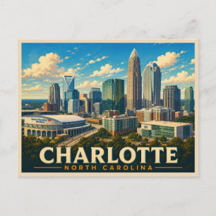Carte Postale Charlotte Caroline du Nord Voyage Vintage