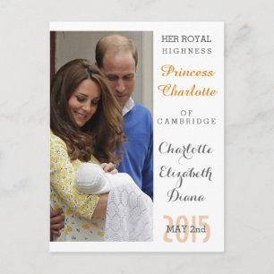 Carte Postale Charlotte Elizabeth Diana - Britannique Will Kate