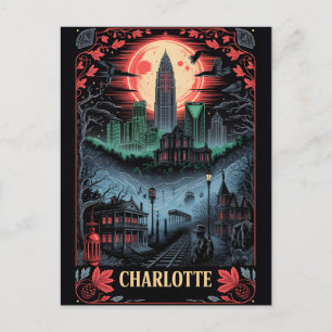 Carte Postale Charlotte hauntée, NC Voyage Horreur Vintage