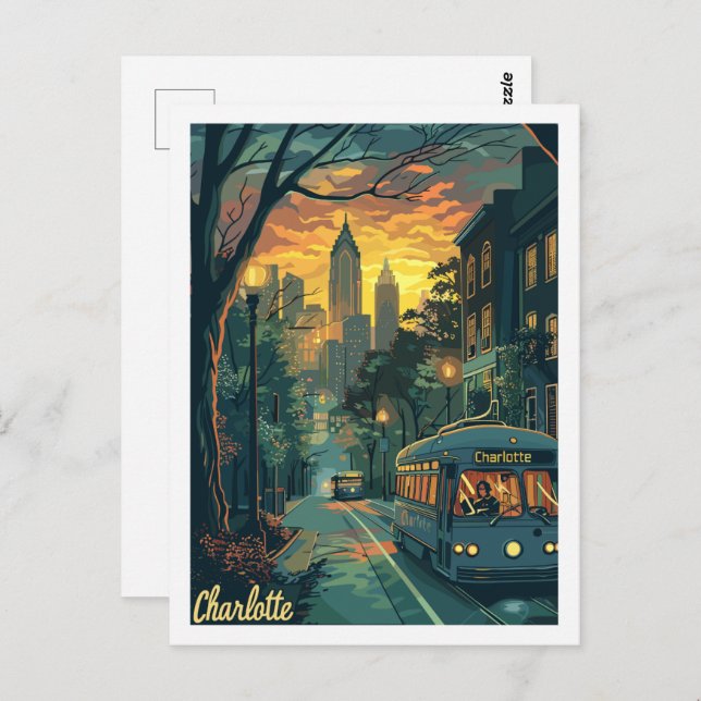 Carte Postale Charlotte North Carolina célèbre Travel Place (Devant / Derrière)