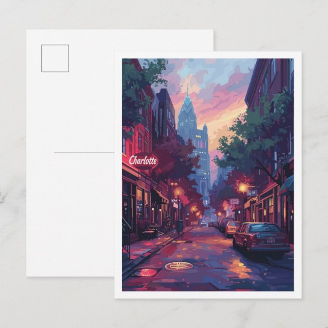 Carte Postale Charlotte North Carolina Vintage voyage (Devant / Derrière)