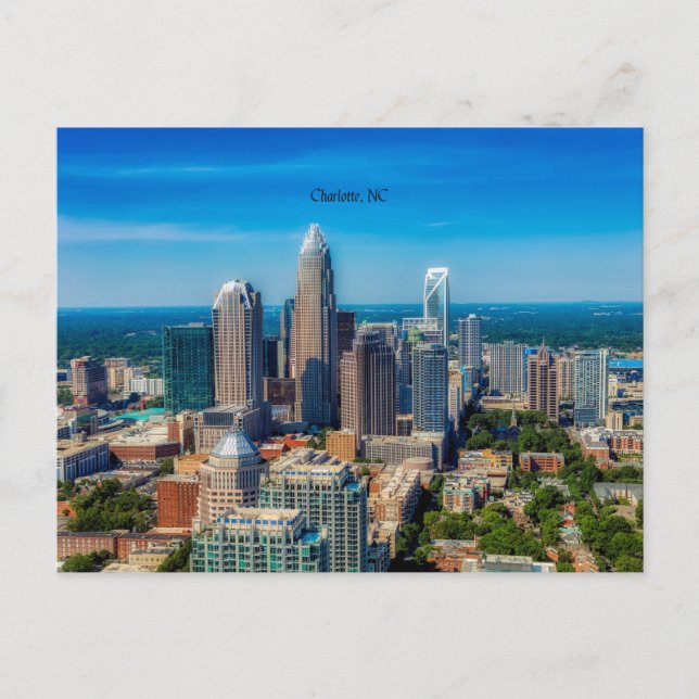 Carte Postale Charlotte, paysage urbain de la Caroline du Nord, (Devant)