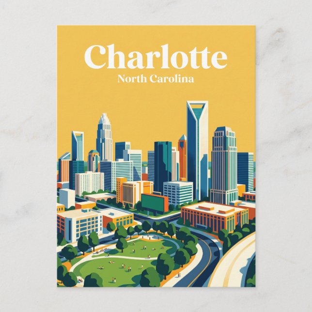Carte Postale Charlotte Skyline États-Unis (Devant)