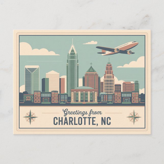 Carte postale Charlotte vintage | Salutations de (Devant)