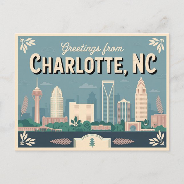 Carte postale Charlotte vintage | Salutations de (Devant)