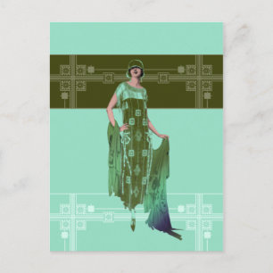 Carte Postale CHARLOTTE'S SHAWL, 1920 Mode à la menthe et à l'ol