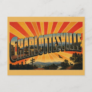 Carte Postale Charlottesville VA Blue Ridge Rivière Downtown Art
