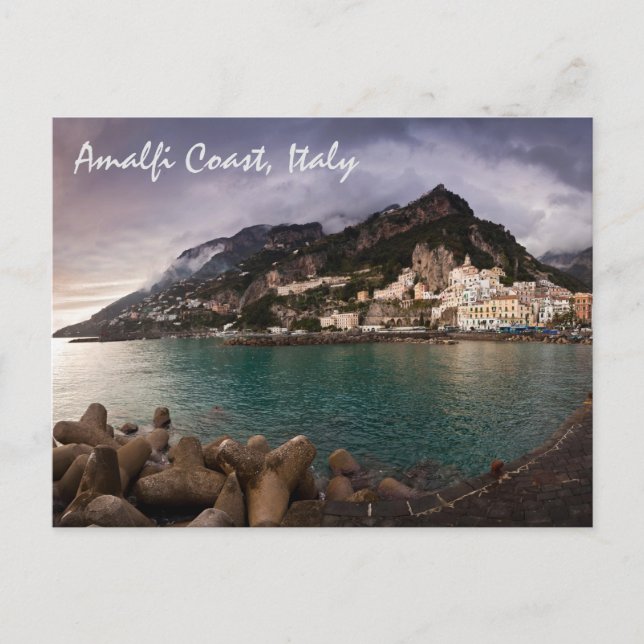 Carte Postale Charmant Côte Amalfi, Italie Ville Balnéaire (Devant)