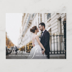 Carte Postale charmant script   mariage merci