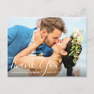 Carte Postale charmant script   mariage merci