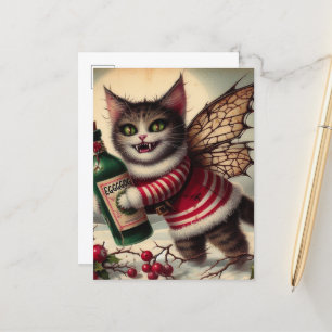 Carte Postale Charmante Kitty Vampire de Noël Épouvantable avec 
