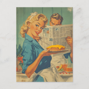 Carte Postale Charme à tarte rétro et papier