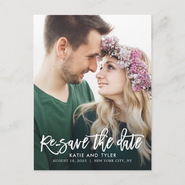 Carte Postale Charme brossé CUSTOM COULEUR Mariage Mise à jour C (Devant)