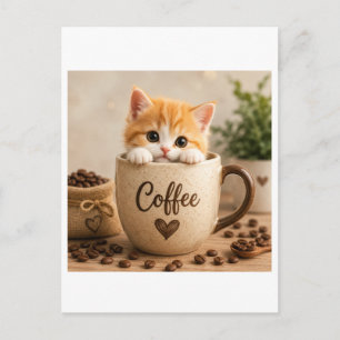 Carte Postale Charme de chaton dans une tasse de café