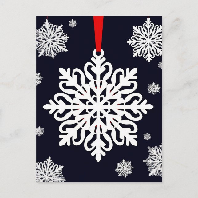 Carte Postale ✨ Charme de décoration flocon de neige festif ❄️ É (Devant)