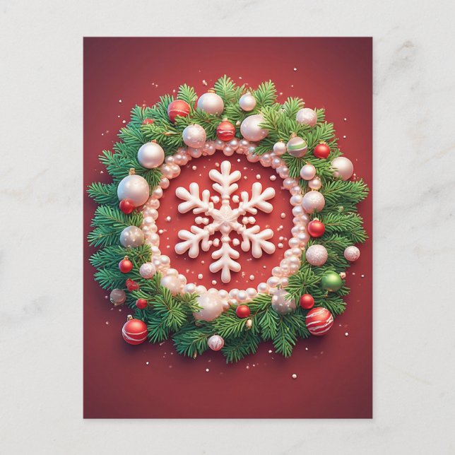 Carte Postale ❄️ Charme de Noël élégant en flocon de neige 🎄 Fe (Devant)