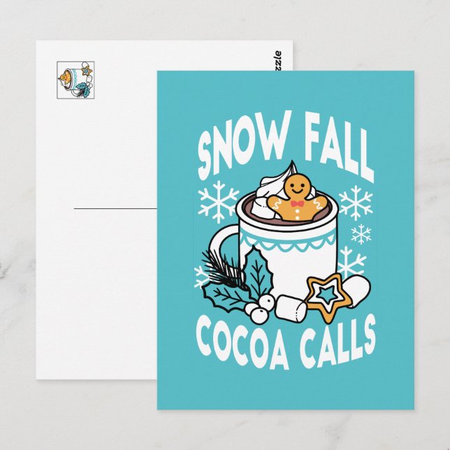 Carte Postale Charme d'hiver et cacao chaud - Appels de cacao d' (Devant / Derrière)