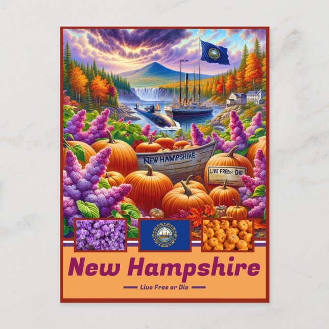 Carte Postale Charme du New Hampshire Merveilles Scéniques (Devant)