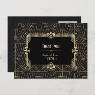 Carte Postale Charme Or Noir Grand Gatsby Mariage Merci