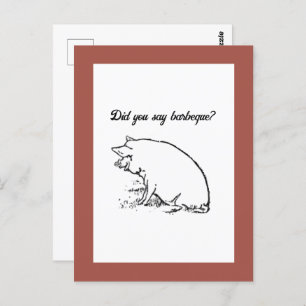 Carte Postale Charme Perky Cochon ferme animal nature dessin