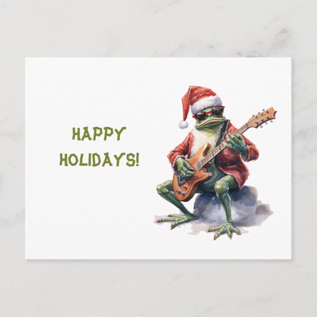 Carte Postale Charme personnalisé Funny Christmas Frog Band (Devant)
