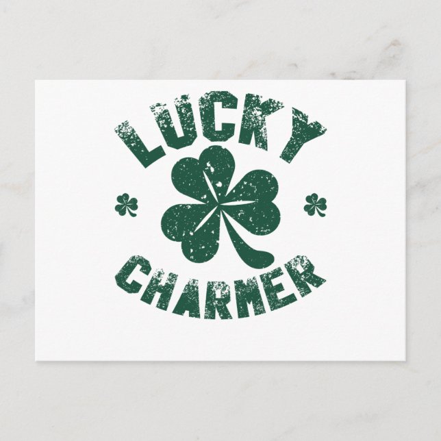 Carte Postale Charmeur Chanceux Trèfle Drôle de la Saint-Patrick (Devant)