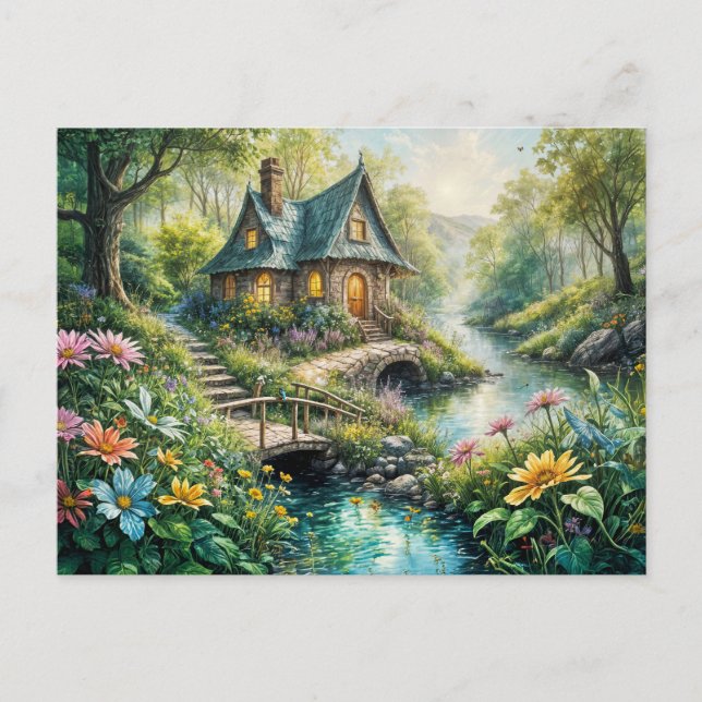 Carte Postale Charming Cottage by Serene Stream (Devant)